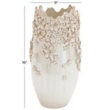 Cream Ceramic Floral 3D Vase with Iridescent Glaze