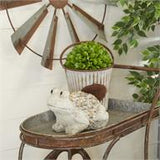 Light Gray Polystone Frog Indoor Outdoor Garden Sculpture - 12" X 8" X 8"