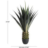 Green Faux Foliage Agave Artificial Tree with Black Pot, 27" x 27" x 47"