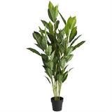 Green Faux Foliage Artificial Tree with Black Plastic Pot, 29" x 29" x 61"