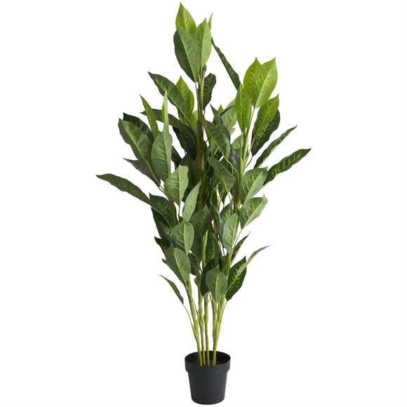 Green Faux Foliage Artificial Tree with Black Plastic Pot, 29