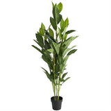 Green Faux Foliage Artificial Tree with Black Plastic Pot, 29" x 29" x 61"