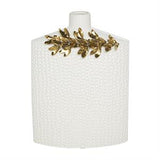 White Ceramic Vase with Abastract Spotted Pattern and Gold Leaf Accents Set of 2 16"x 12"H