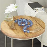 Blue Glass Handmade Round Beaded Garland with Tassel with Knotted Brown Jute -  45" X 1" X 1"