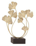 Gold Metal Floral Curved Sculpture, 18" x 6" x 22"