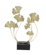 Gold Metal Floral Curved Sculpture, 18" x 6" x 22"