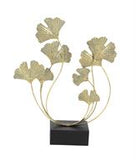 Gold Metal Floral Curved Sculpture, 18" x 6" x 22"