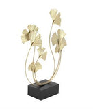 Gold Metal Floral Curved Sculpture, 18" x 6" x 22"