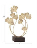 Gold Metal Floral Curved Sculpture, 18" x 6" x 22"