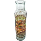 Clear Recycled Glass Abstract Vase with Swirled Colored Glass Bands - 6" X 6" X 22"