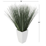 Green Faux Foliage Artificial Plant with White Plastic Pot - 19" X 19" X 28"