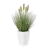 Green Faux Foliage Artificial Plant with White Plastic Pot 12" X 12" X 20"