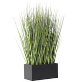 Green Faux Foliage Onion Grass Artificial Plant with Black Rectangular Plastic Pot -  13" X 10" X 18"