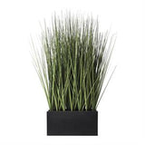 Green Faux Foliage Onion Grass Artificial Plant with Black Rectangular Plastic Pot -  13" X 10" X 18"