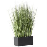 Green Faux Foliage Onion Grass Artificial Plant with Black Rectangular Plastic Pot -  13" X 10" X 18"