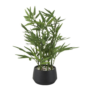 Green Faux Foliage Artificial Plant with Black Plastic Pot - 14" X 14" X 19"