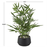 Green Faux Foliage Artificial Plant with Black Plastic Pot - 14" X 14" X 19"