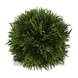 Green Faux Foliage Artificial Plant with White Ceramic Pot -  7" X 7" X 7"