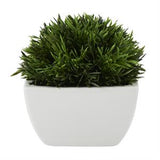 Green Faux Foliage Artificial Plant with White Ceramic Pot -  7" X 7" X 7"