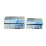 Cosmopolitan Blue Glass Box with Glass Sides Set Of 2