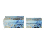 Cosmopolitan Blue Glass Box with Glass Sides Set Of 2