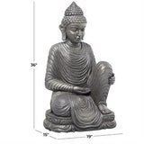 Silver Magnesium Oxide Buddha Indoor Outdoor Meditating Garden Sculpture