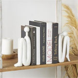 White Polystone People Bookends