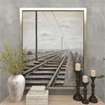 Canvas Art -  Landscape Railroad  Framed Wall Art with Silver Frame - 44" X 2" X 53"