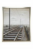 Canvas Art -  Landscape Railroad  Framed Wall Art with Silver Frame - 44" X 2" X 53"