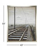 Canvas Art -  Landscape Railroad  Framed Wall Art with Silver Frame - 44" X 2" X 53"