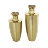 Gold Aluminum Brushed Textured Vase Set of 2