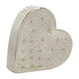 Silver Aluminum Heart Slanted Sculpture with Cube Textured Exterior - 9" X 3" X 9"