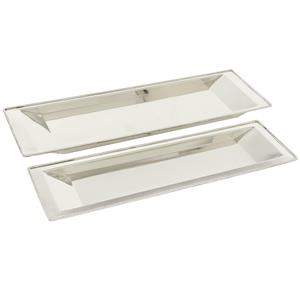 The Novogratz White Stainless Steel Metal Living Room Decor Tray, Set of 2 25", 22"W