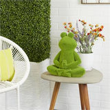 Green Ceramic Eclectic Frog Garden Sculpture, 12" x 7" x 13"