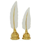 Cosmopolitan Gold Ceramic Bird Feathers Sculpture Set of 2 13", 15"H