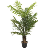 Green Faux Foliage Areca Palm Artificial Plant with Black Fluted Pot - 32" X 32" X 43"