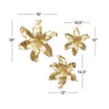 Gold Polystone Floral 3D Wall Decor, Set of 3 - Wall Decor