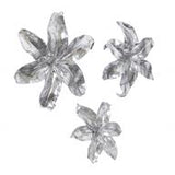 Silver Polystone Floral 3D Wall Decor, Set of 3 - Wall Decor