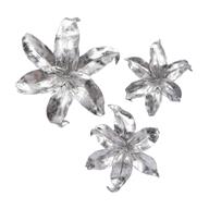 Silver Polystone Floral 3D Wall Decor, Set of 3 - Wall Decor