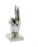 Silver Porcelain Ceramic Hands Sculpture Set of 3 6", 7", 7"H