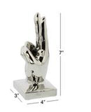 Silver Porcelain Ceramic Hands Sculpture Set of 3 6", 7", 7"H