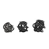 Black Glass Knotted Ball Sculpture Set of 3