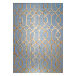 Alvita Collection Light Blue and Gold Rug