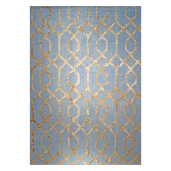 Alvita Collection Light Blue and Gold Rug