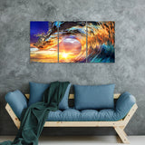 Tempered Glass Art - 3PC Sunset Wave Wall Art Decor