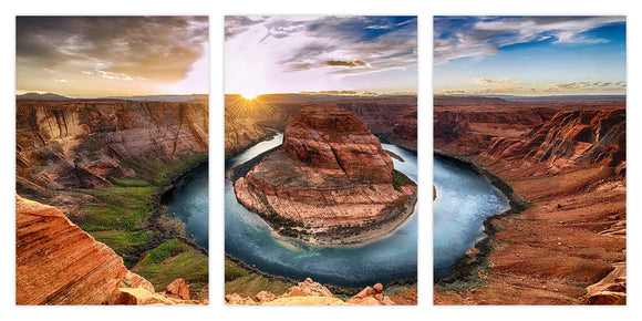 Tempered Glass Art - 3pc Horseshoe Bend Wall Art Decor