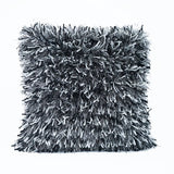 Black and White Ribbon Shaggy Throw Pillow