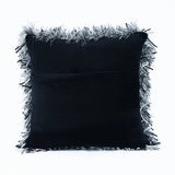 Black and White Ribbon Shaggy Throw Pillow