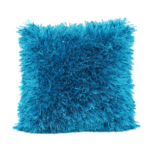 Turquoise Ribbon Shaggy Throw Pillow