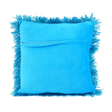 Turquoise Ribbon Shaggy Throw Pillow